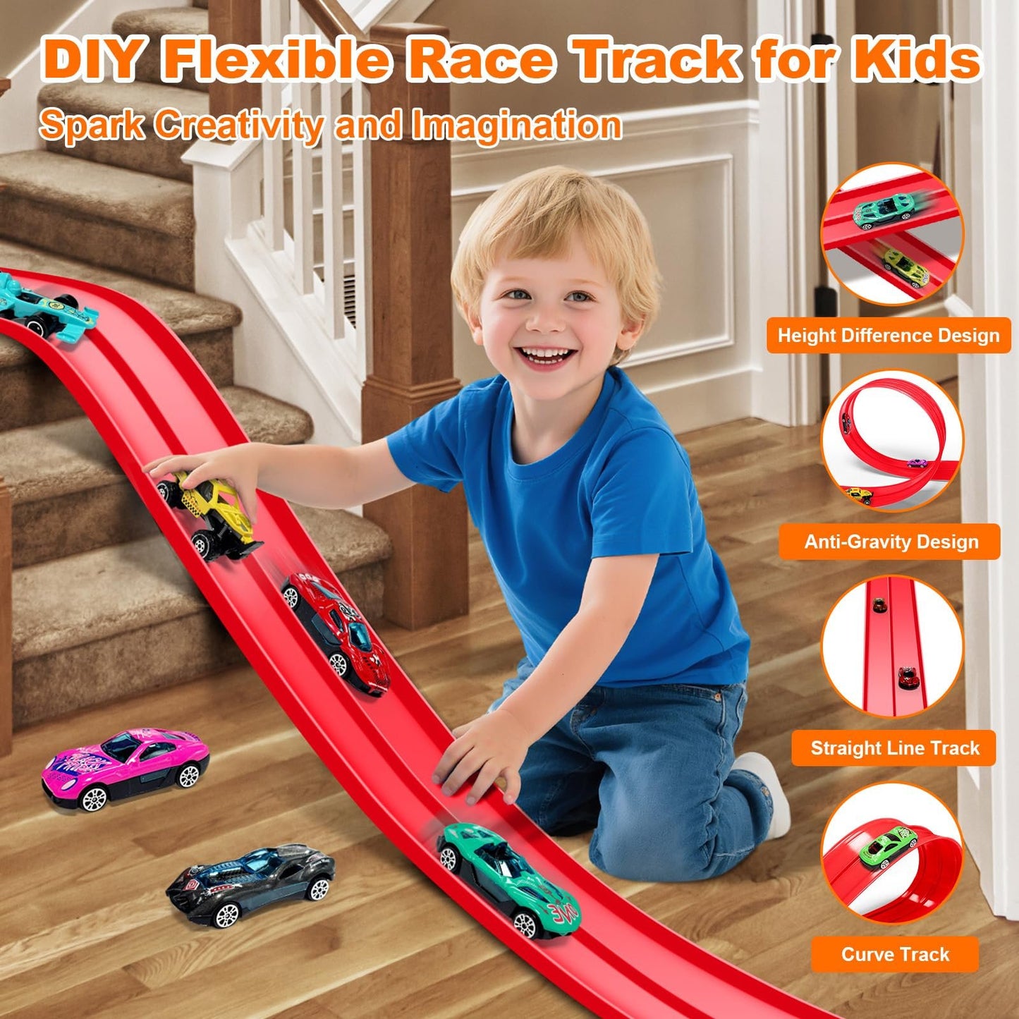 🎄🎁 2025 Christmas Surprise Gift: DIY Flexible Racing Track Toy 🚗✨
