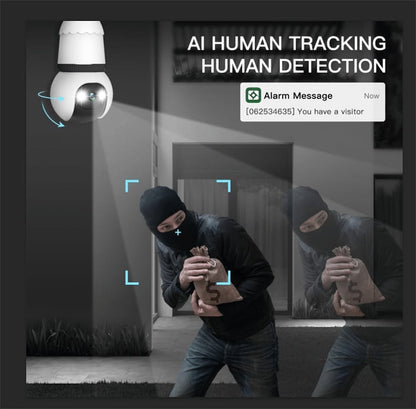 2MP Light Bulb Security Camera 2.4GHz Wireless Outdoor Indoor Camera with Night Vision